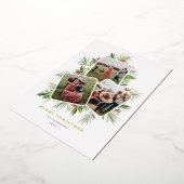 メリークリスマスツリー数々の写真 箔シーズンカード (回転した状態)