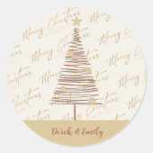 メリークリスマスツリー新年かわいいハッピーホリデー ラウンドシール (正面)