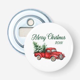 メリークリスマスツリー日付ヴィンテージレッドトラック 栓抜き