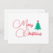 メリークリスマスツリー書道休日はがき ポストカード (正面/裏面)