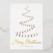 メリークリスマスツリー水カラーオーナメント金ゴールド 箔シーズンカード (正面)