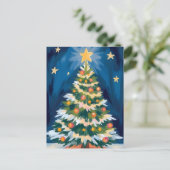 メリークリスマスツリー水彩画 シーズンポストカード (スタンド正面)