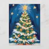 メリークリスマスツリー水彩画 シーズンポストカード (正面)