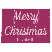 メリークリスマスツリー深いピンク淡い色のとピンク名 ラージペーパーバッグ (正面)