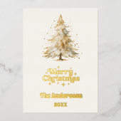 メリークリスマスツリー白雪金ゴールド 箔シーズンカード (正面)