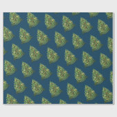 メリークリスマスツリー素朴ヴィンテージクラシックブルー ラッピングペーパー (フラット)