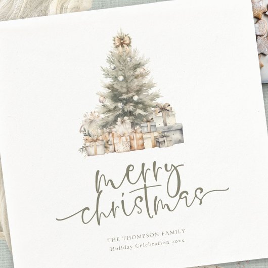 メリークリスマスツリー聖書名の年 スタンダードカクテルナプキン