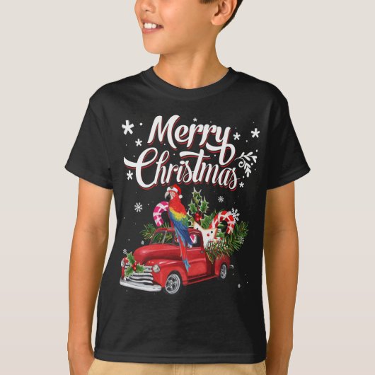 メリークリスマスツリー赤いトラックニンジンSanta H Tシャツ (正面)