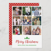 メリークリスマスツリー赤いドット9 Photo Collage シーズンカード (正面/裏面)