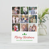 メリークリスマスツリー赤いドット9 Photo Collage シーズンカード (スタンド正面)