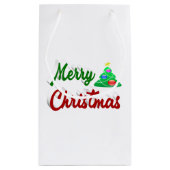 メリークリスマスツリー赤い緑のスクリプト スモールペーパーバッグ (裏面)