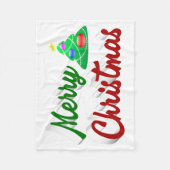 メリークリスマスツリー赤い緑のスクリプト フリースブランケット (正面)