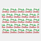 メリークリスマスツリー赤い緑のスクリプト ラッピングペーパーシート (正面3)