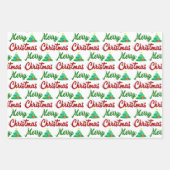 メリークリスマスツリー赤い緑のスクリプト ラッピングペーパーシート (正面)