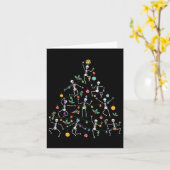 メリークリスマスツリー踊りスケルトンおもしろいハロー カード (黄色い花)