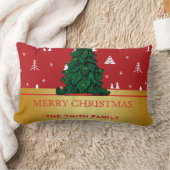 メリークリスマスツリー金ゴールドグリッタースタースローピロ ランバークッション (ブランケット)