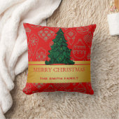 メリークリスマスツリー金ゴールドグリッタースター クッション (ブランケット)