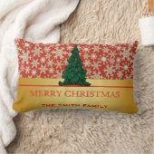 メリークリスマスツリー金ゴールドグリッタースノーフレーク ランバークッション (ブランケット)