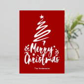 メリークリスマスツリー銀箔クリスマスカード 箔シーズンカード (立ち正面)