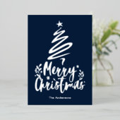 メリークリスマスツリー銀箔クリスマスカード 箔シーズンカード (立ち正面)