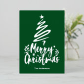 メリークリスマスツリー銀箔クリスマスカード 箔シーズンカード (立ち正面)