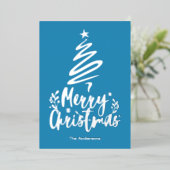 メリークリスマスツリー銀箔クリスマスカード 箔シーズンカード (立ち正面)