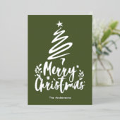 メリークリスマスツリー銀箔クリスマスカード 箔シーズンカード (立ち正面)