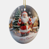 メリークリスマスツリー降雪サンタ条項 セラミックオーナメント (右)