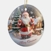 メリークリスマスツリー降雪サンタ条項 セラミックオーナメント (左)