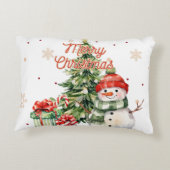 メリークリスマスツリー雪だるまとプレゼント アクセントクッション (裏面)