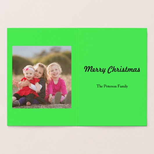 メリークリスマスツリー雪だるまと雪片 箔カード (内部)