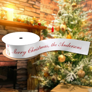 メリークリスマスツリー雪だるまギフトパーソナライズされた サテンリボン