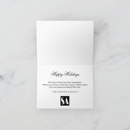 メリークリスマスツリー雪ビジネスホリデーカード シーズンカード (内部)