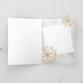 メリークリスマスツリー雪フレーク紫の写真 箔グリーティングカード (内側レイダウン)