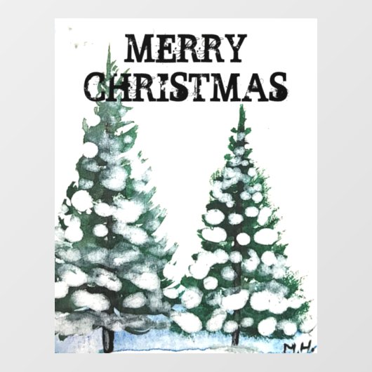 メリークリスマスツリー雪片 ウィンドウサイン (シート)