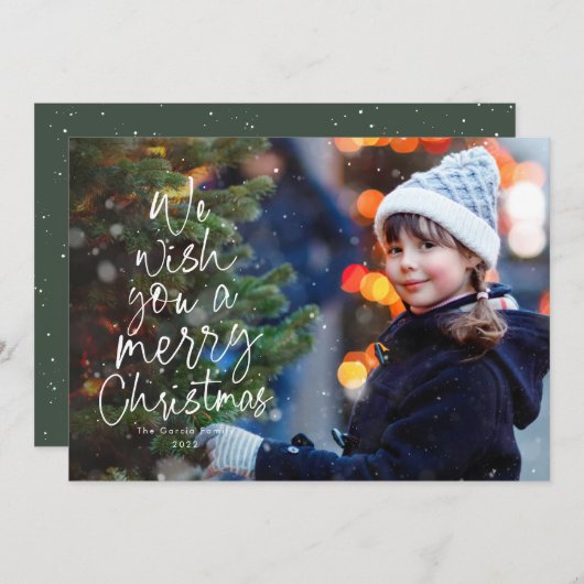 メリークリスマスツリー1枚かわいいタイプ緑 シーズンカード (正面/裏面)
