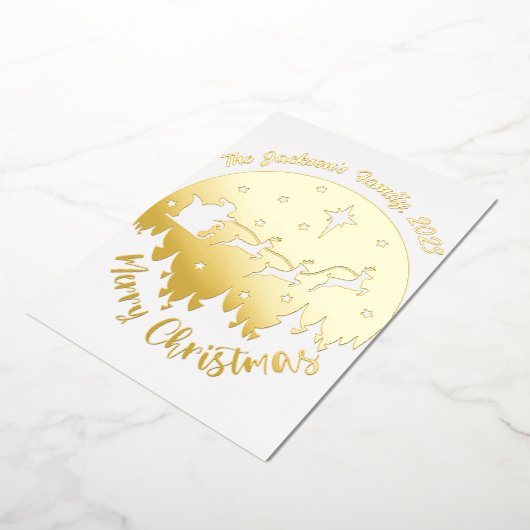 メリークリスマスツリー1枚かわいいタイプ 箔シーズンカード (回転した状態)