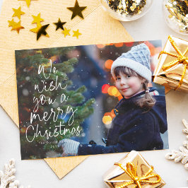 メリークリスマスツリー1枚の写真のかわいいタイポグラフィーレッド シーズンカード