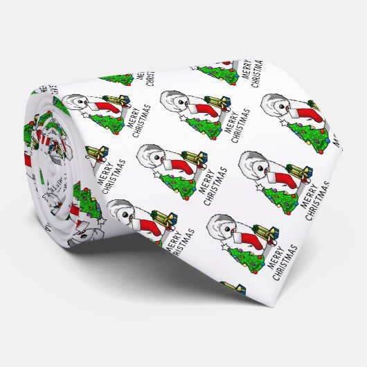 メリークリスマスツリー2オールドイングリッシュシェプドッググレー1 ネクタイ (ロール)