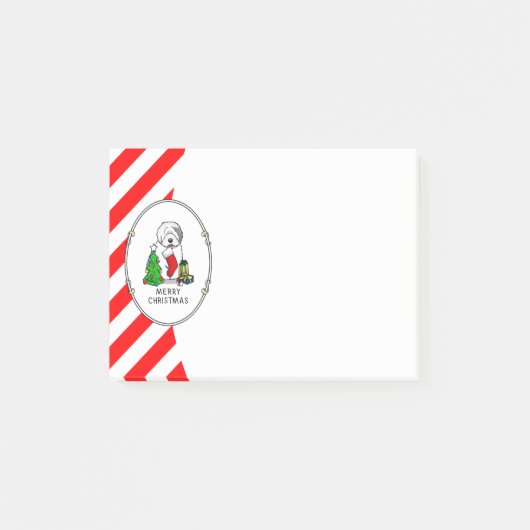 メリークリスマスツリー2オールドイングリッシュシェプドッググレー1 ポストイット (正面)