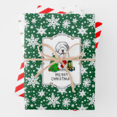 メリークリスマスツリー2オールドイングリッシュシェプドッググレー1 ラッピングペーパーシート (インサイチュ)