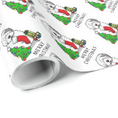 メリークリスマスツリー2オールドイングリッシュシェプドッググレー1 ラッピングペーパー (ロールコーナー)