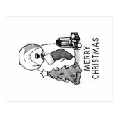 メリークリスマスツリー2オールドイングリッシュシェプドッググレー1 ラバースタンプ (インプリント)