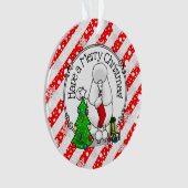 メリークリスマスツリー2プードル（白）犬かわいい オーナメント (正面)