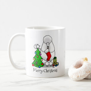 メリークリスマスツリー2プードル(白)犬かわいい コーヒーマグカップ