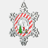 メリークリスマスツリー2プードル(白)犬かわいい スノーフレークピューターオーナメント (右)