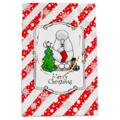 メリークリスマスツリー2プードル（白）犬かわいい ミディアムペーパーバッグ (正面)