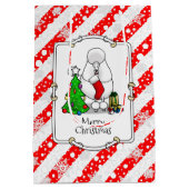 メリークリスマスツリー2プードル（白）犬かわいい ミディアムペーパーバッグ (裏面)