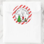 メリークリスマスツリー2プードル（白）犬かわいい ラウンドシール (バッグ)