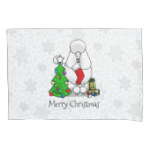 メリークリスマスツリー2プードル(白)犬かわいい 枕カバー (正面左)